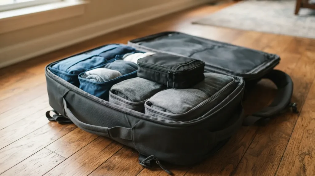 travel backpack with packing cubes for men