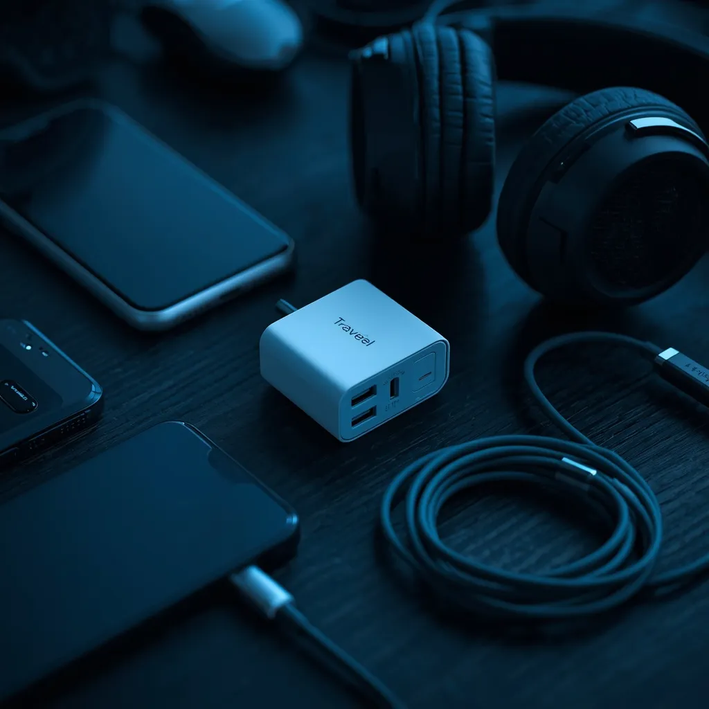 essential travel gadgets for men power bank adapter headphones